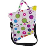 Floral Colorful Background Fold Over Handle Tote Bag