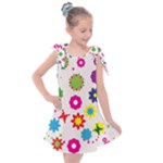 Floral Colorful Background Kids  Tie Up Tunic Dress