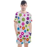 Floral Colorful Background Men s Mesh T-Shirt and Shorts Set