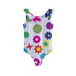 Floral Colorful Background Kids  Frill Swimsuit