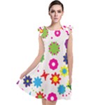 Floral Colorful Background Tie Up Tunic Dress