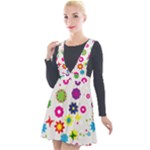 Floral Colorful Background Plunge Pinafore Velour Dress