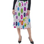 Floral Colorful Background Classic Velour Midi Skirt 