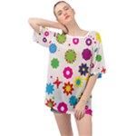 Floral Colorful Background Oversized Chiffon Top