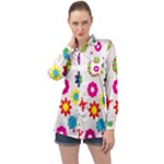 Floral Colorful Background Long Sleeve Satin Shirt