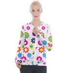 Floral Colorful Background Casual Zip Up Jacket