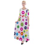 Floral Colorful Background Half Sleeves Maxi Dress