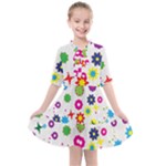 Floral Colorful Background Kids  All Frills Chiffon Dress