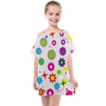 Floral Colorful Background Kids  One Piece Chiffon Dress