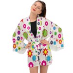 Floral Colorful Background Long Sleeve Kimono