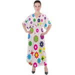 Floral Colorful Background V-Neck Boho Style Maxi Dress