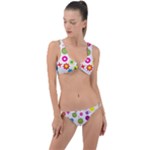 Floral Colorful Background Ring Detail Crop Bikini Set