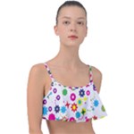 Floral Colorful Background Frill Bikini Top
