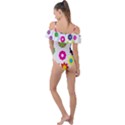 Floral Colorful Background Frill Detail One Piece Swimsuit View2