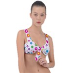 Floral Colorful Background Front Tie Bikini Top