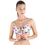 Floral Colorful Background Tie Up Cut Bikini Top