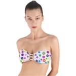 Floral Colorful Background Twist Bandeau Bikini Top