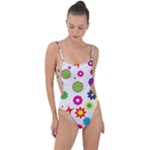 Floral Colorful Background Tie Strap One Piece Swimsuit