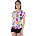 Floral Colorful Background Back Cut Out Sport T-Shirt