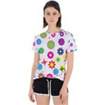 Floral Colorful Background Open Back Sport T-Shirt