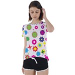 Floral Colorful Background Short Sleeve Open Back T-Shirt