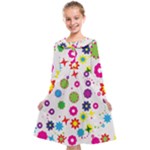 Floral Colorful Background Kids  Midi Sailor Dress
