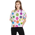 Floral Colorful Background One Shoulder Cut Out T-Shirt