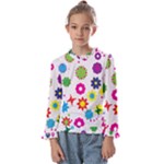 Floral Colorful Background Kids  Frill Detail T-Shirt