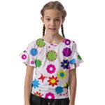 Floral Colorful Background Kids  Cut Out Flutter Sleeves