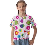 Floral Colorful Background Kids  Cuff Sleeve Scrunch Bottom T-Shirt