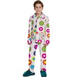 Floral Colorful Background Kids  Long Sleeve Velvet Pajamas Set