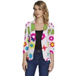 Floral Colorful Background Women s One-Button 3/4 Sleeve Short Jacket