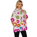Floral Colorful Background Women s Batwing Button Up Shirt View3