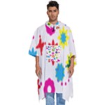 Floral Colorful Background Men s Hooded Rain Ponchos