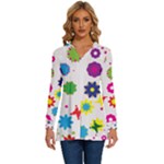 Floral Colorful Background Long Sleeve Drawstring Hooded Top