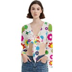 Floral Colorful Background Trumpet Sleeve Cropped Top
