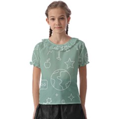 Board Chalk School Earth Book Kids  Frill Chiffon Blouse by Grandong