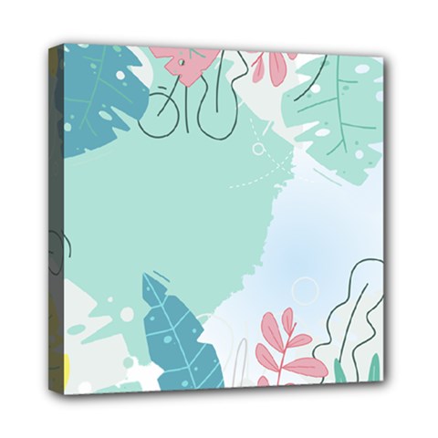 Plants Leaves Border Frame Mini Canvas 8  X 8  (stretched) by Grandong