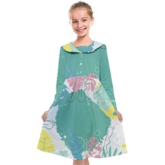 Plant Leaves Border Frame Kids  Midi Sailor Dress by Grandong