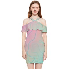 Lines Shapes Stripes Corolla Shoulder Frill Bodycon Summer Dress by Grandong