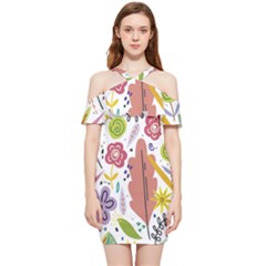 Flowers Spring Background Wallpaper Shoulder Frill Bodycon Summer Dress by Grandong