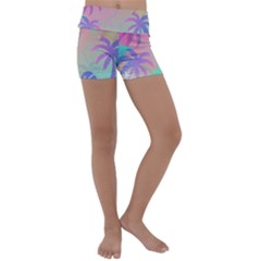 Palm Trees Leaves Plants Tropical Kids  Lightweight Velour Yoga Shorts by Grandong