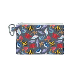 Sea Animals Pattern Wallpaper Fish Canvas Cosmetic Bag (small) by Grandong