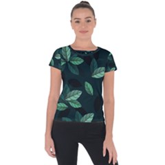 Leaves Foliage Plants Pattern Short Sleeve Sports Top  by Grandong