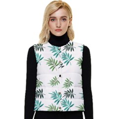 Leaves Plants Design Women s Button Up Puffer Vest by Grandong