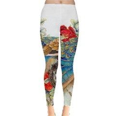 Birds Peacock Artistic Colorful Flower Painting Everyday Leggings  by Sarkoni