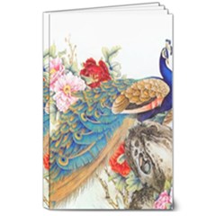 Birds Peacock Artistic Colorful Flower Painting 8  X 10  Softcover Notebook by Sarkoni