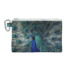Blue And Green Peacock Canvas Cosmetic Bag (medium) by Sarkoni