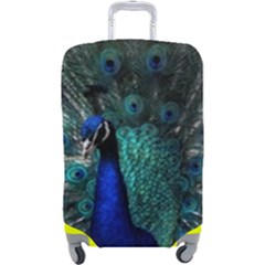 Blue And Green Peacock Luggage Cover (large) by Sarkoni