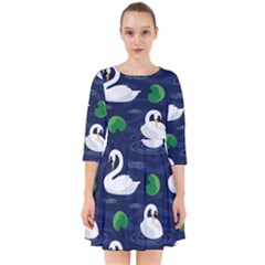 Swan-pattern-elegant-design Smock Dress by Proyonanggan